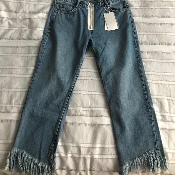 frayed bottom mom jeans